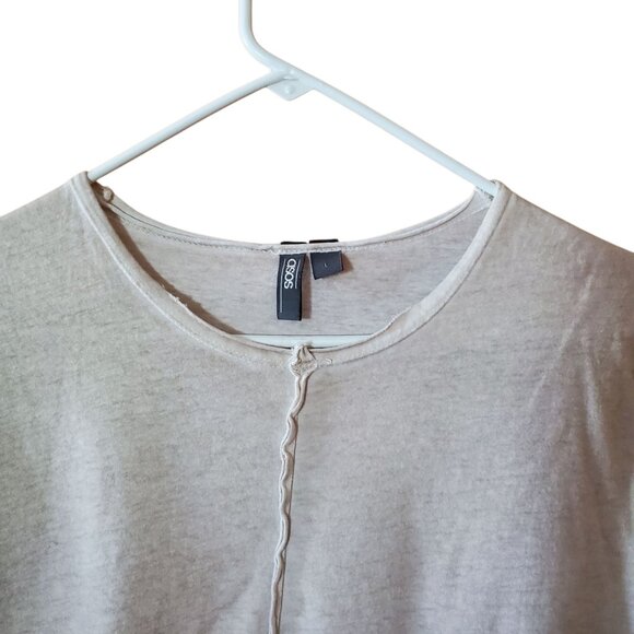 asos Distressed Look Short Sleeve Tee Large Oatmeal Color - Picture 3 of 16